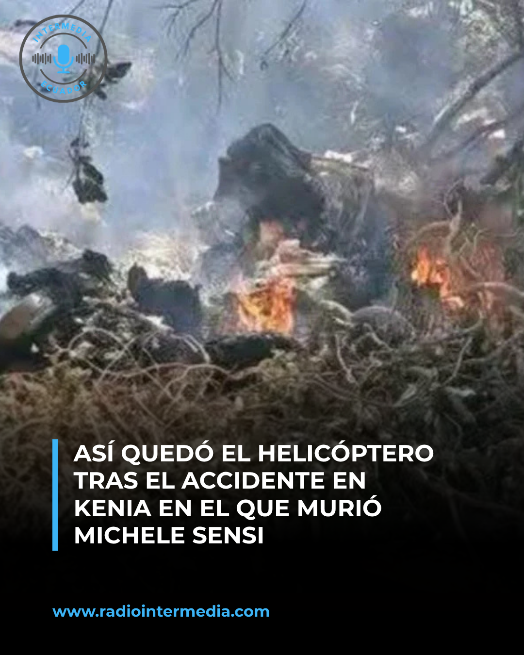 Así quedó el helicóptero tras el accidente en Kenia en el que murió Michele Sensi-Contugi